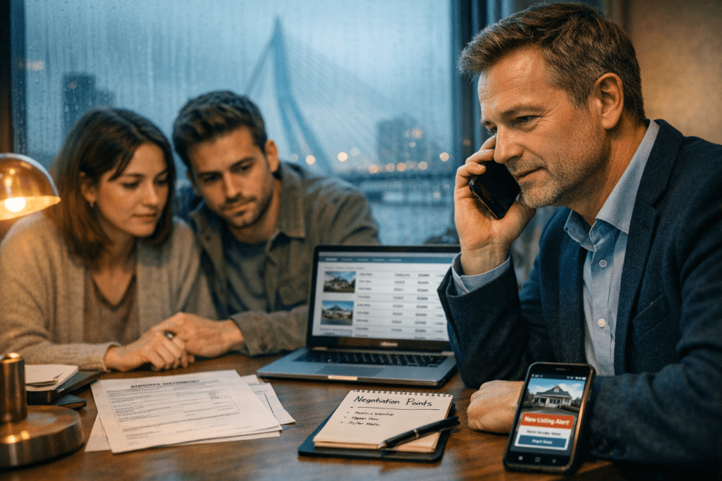 Welke stappen doorloopt een aankoopmakelaar in Rotterdam tijdens het biedingsproces en de onderhandeling?