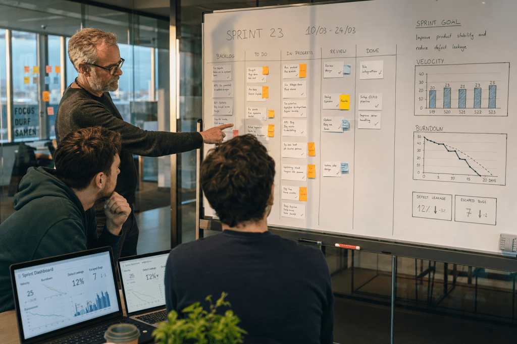Welke KPI’s en meetpunten gebruik je om de kwaliteit en voortgang van een software development project (van sprint tot release) objectief te&nbsp;monitoren?